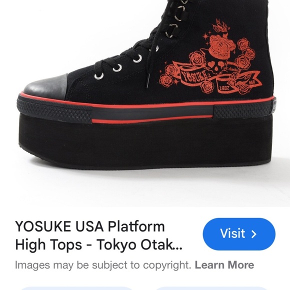 Black and Red Platform High Tops - Picture 1 of 15
